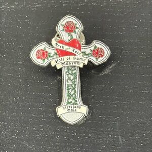 Rock N Roll Hall of Fame Cross and Roses Pin